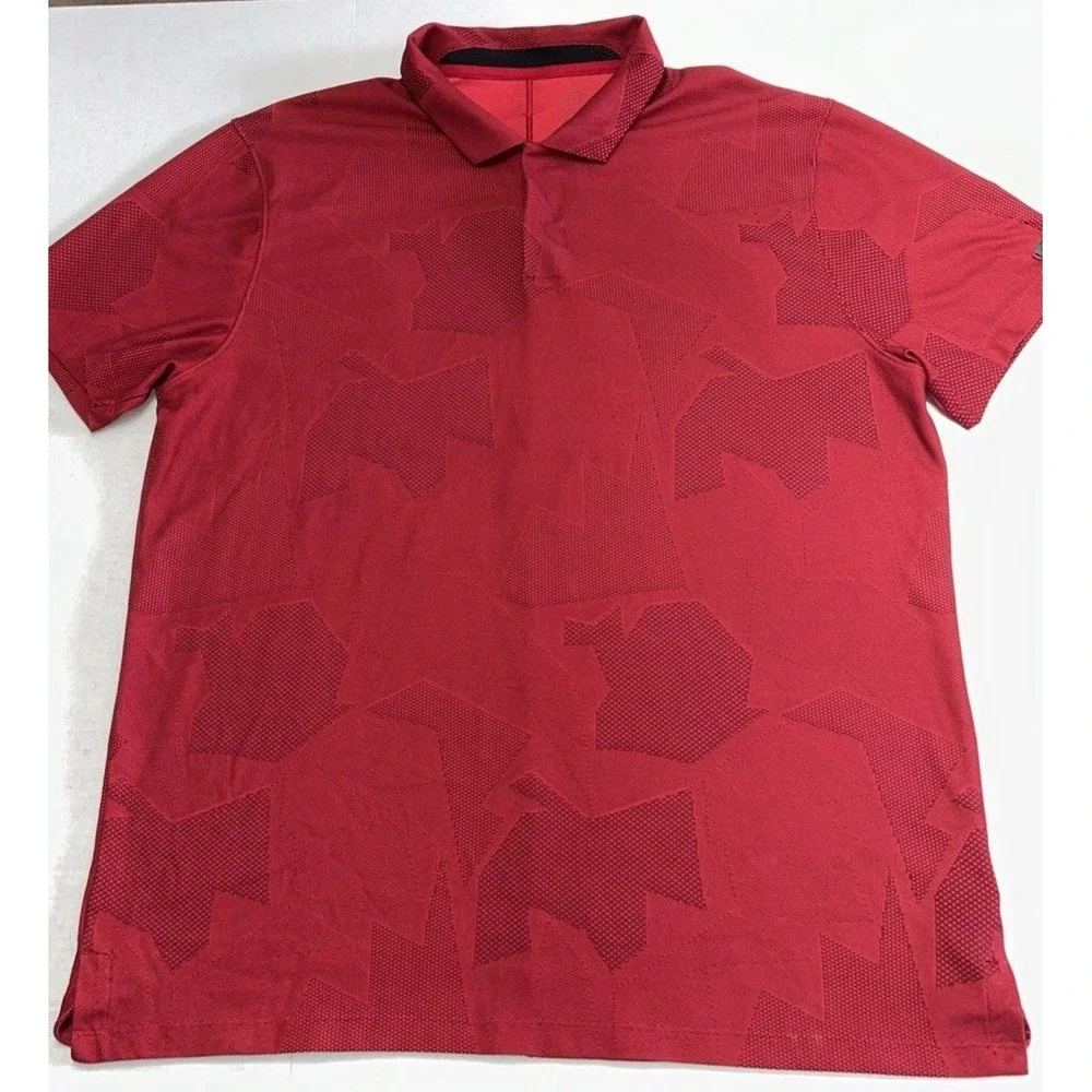 Mens‎ Nike Dri Fit Tiger Woods Camo Jacquard Golf Red Polo CT3801 Sz XL